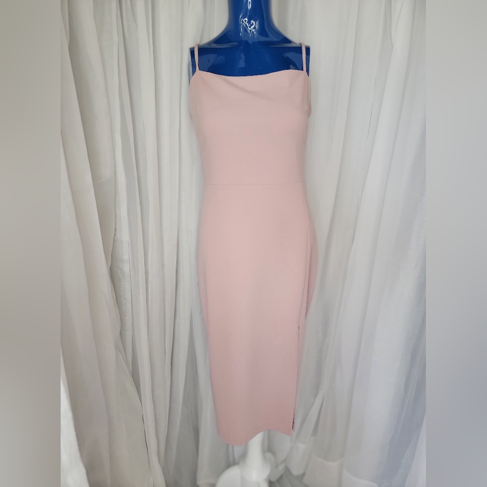 Pink midi thigh slit dress
